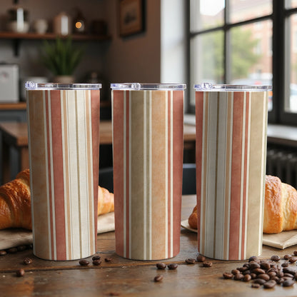 Elegant Striped Design Insulated Tumbler Travel Mug