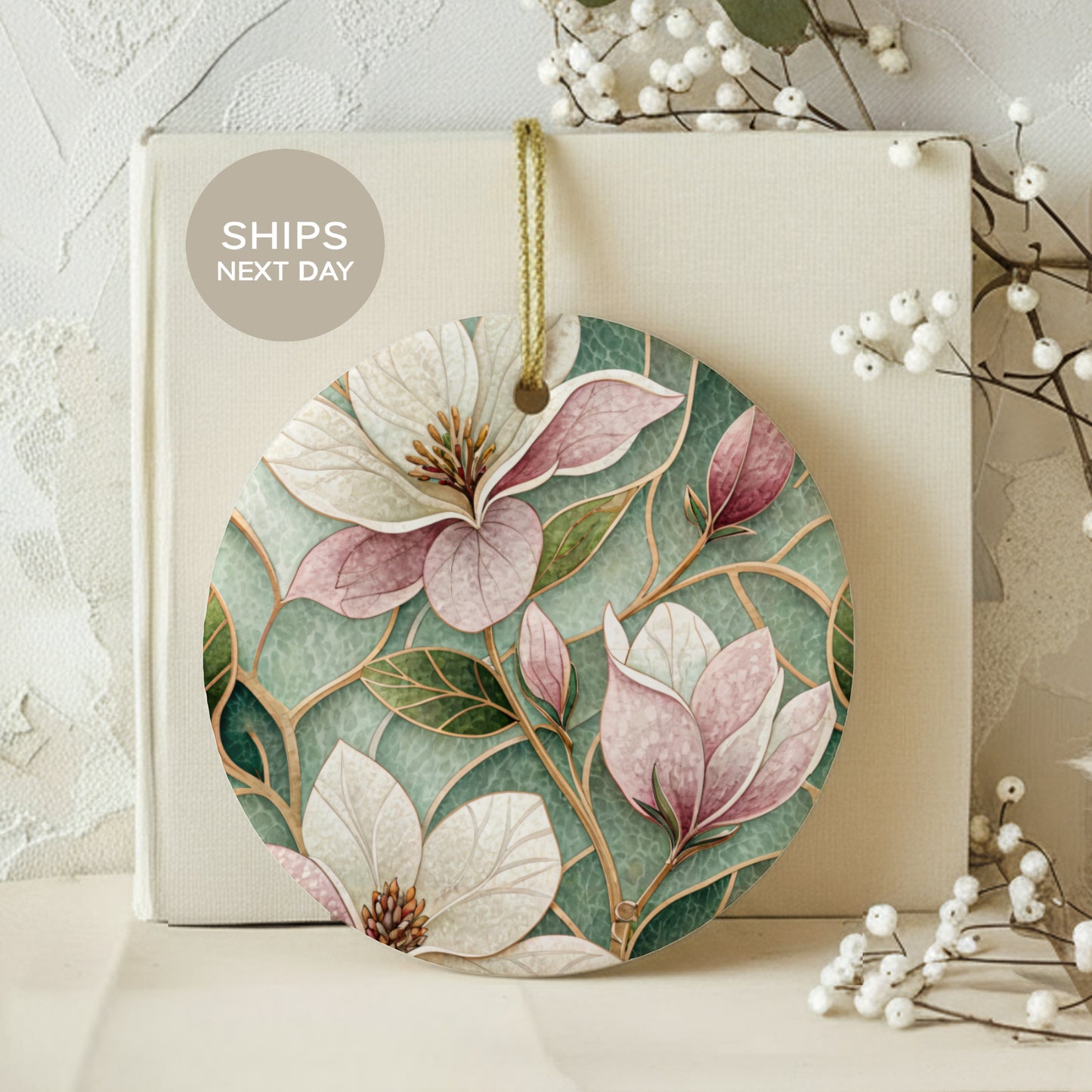 Elegant Floral Ornament Wreaths Ships Next Day Decor Item