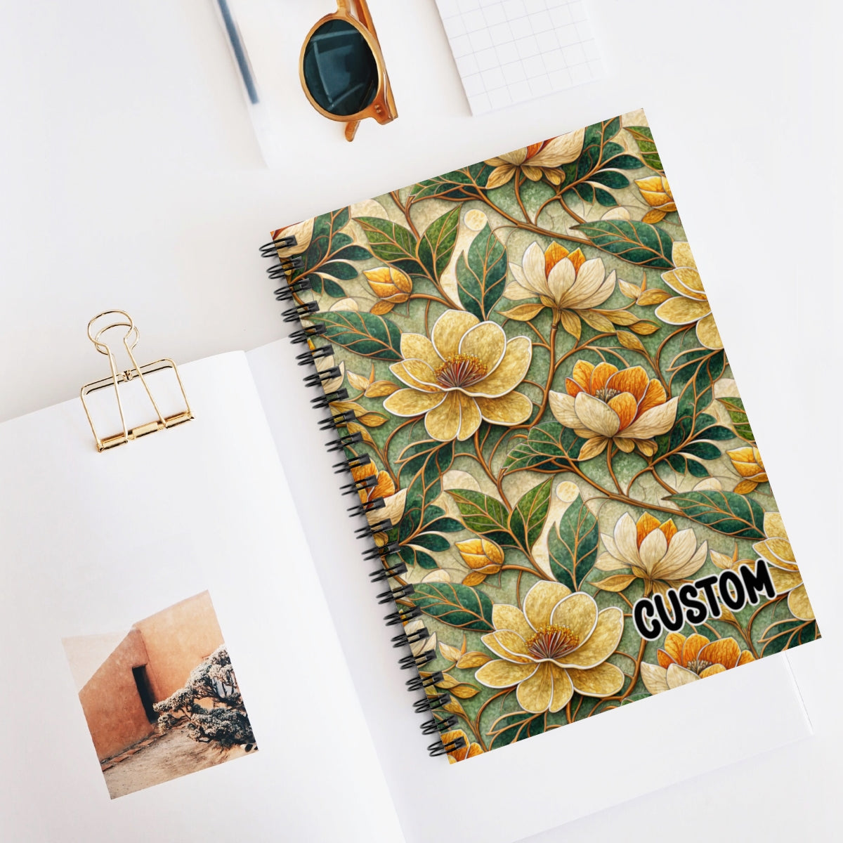 Custom Floral Pattern Spiral Bound Notebook