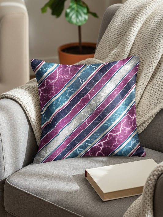 Diagonal Lightning and Stripe Patterned Design Throw Pillows - Walk Greener
