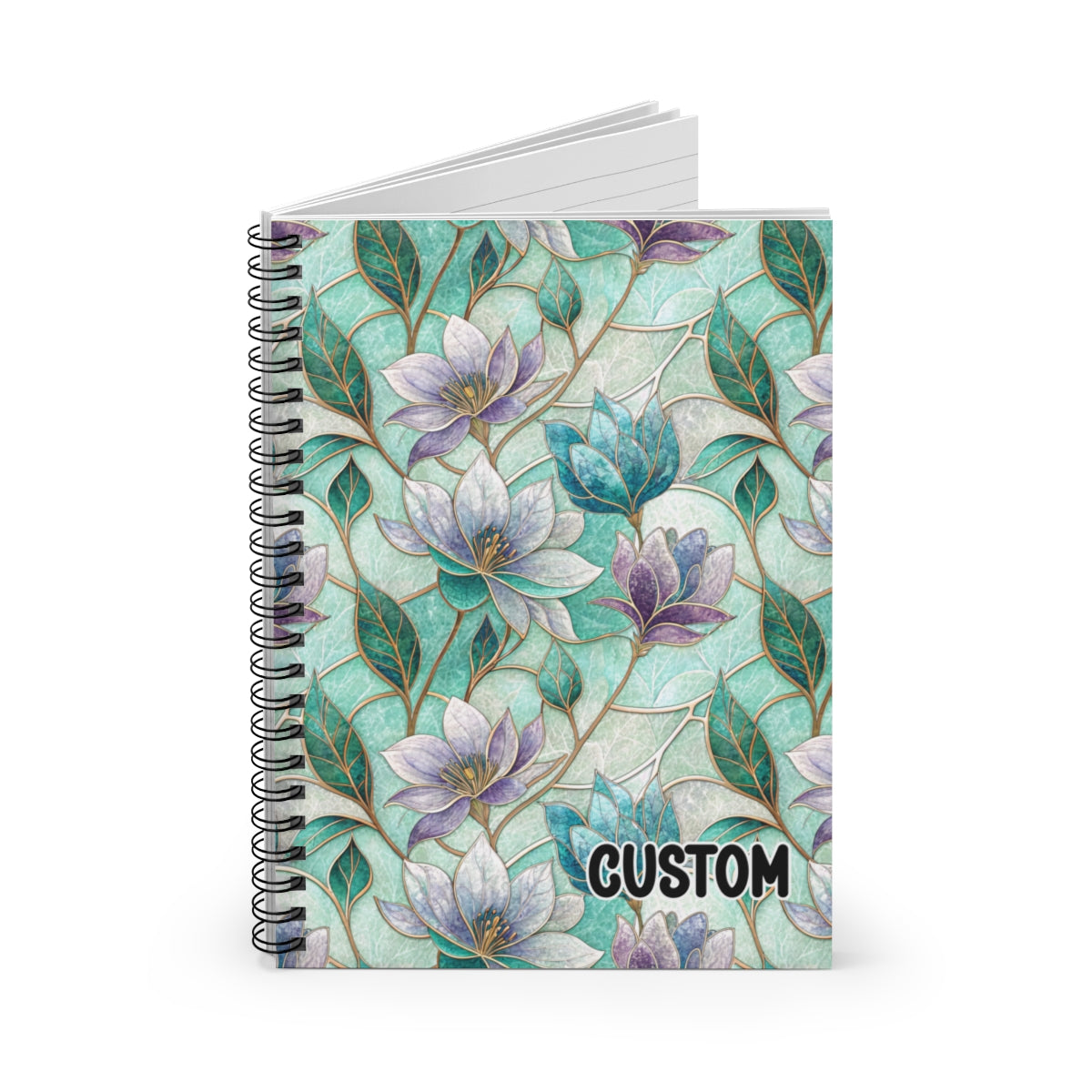 Custom Floral Pattern Spiral Lined Notebook Journal
