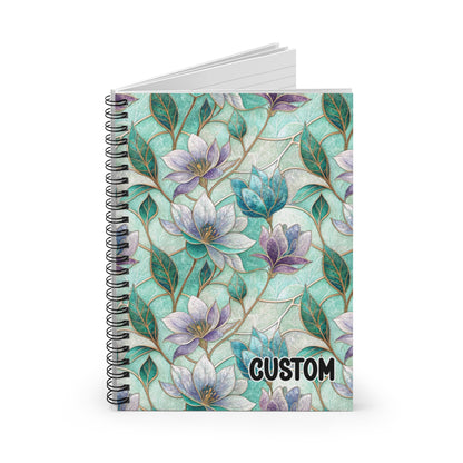 Custom Floral Pattern Spiral Lined Notebook Journal