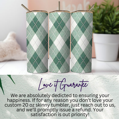 Custom Green Argyle Skinny 20 oz Tumbler Product