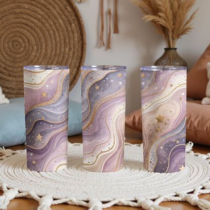 Purple and Gold Starry Sky Pattern Tumbler Product