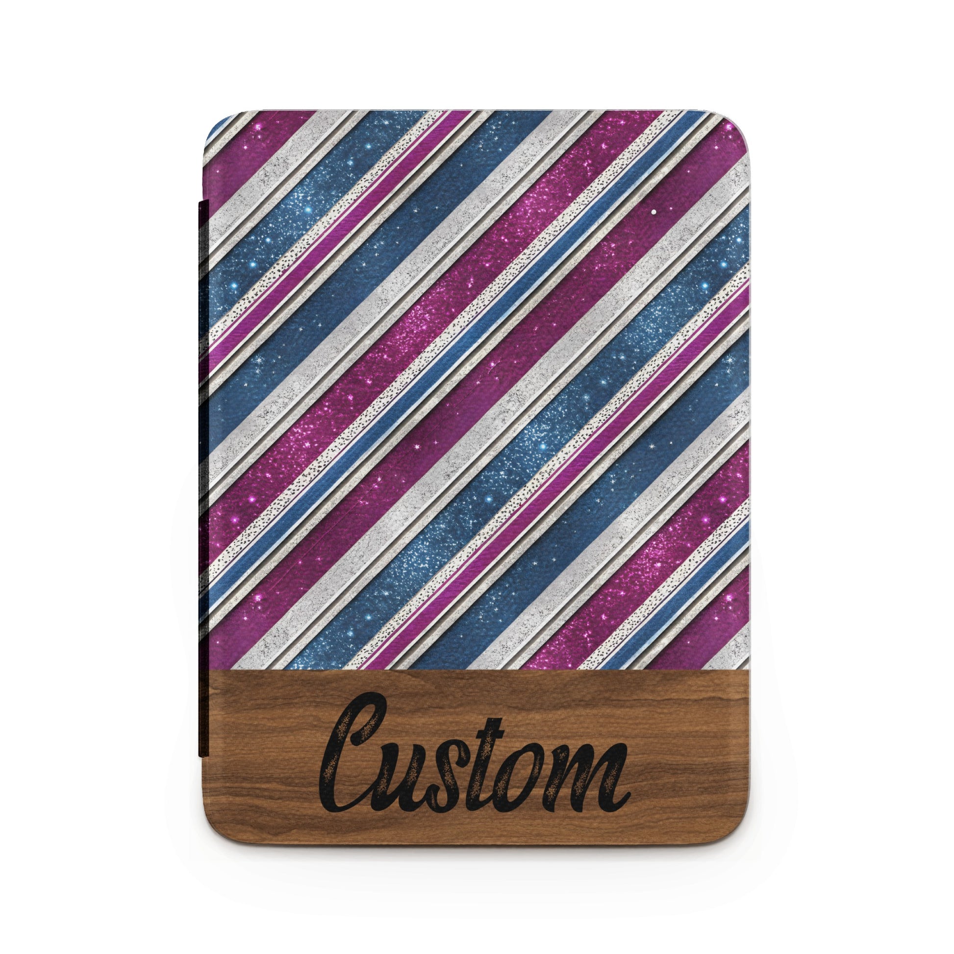 Customizable Striped Glittery Pattern Design Notebook