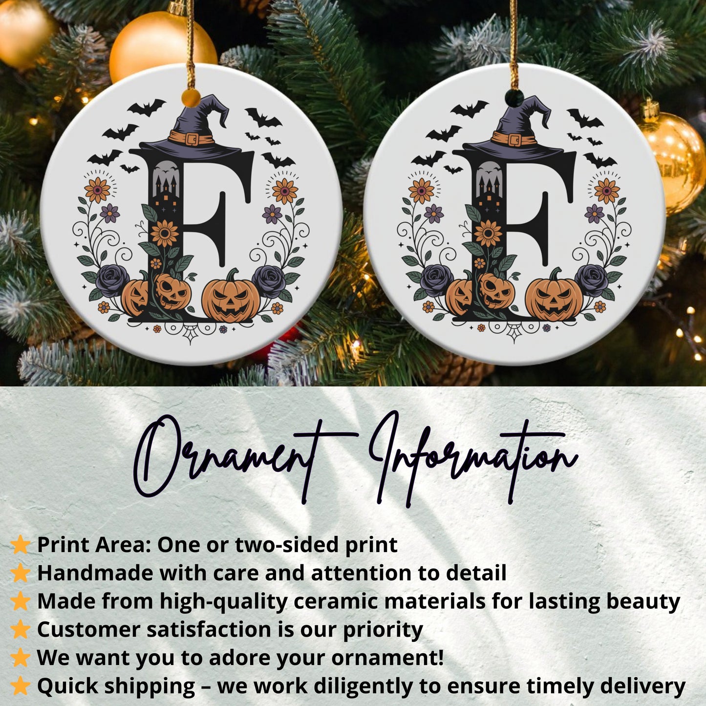 Personalized Halloween Initial Ornament product