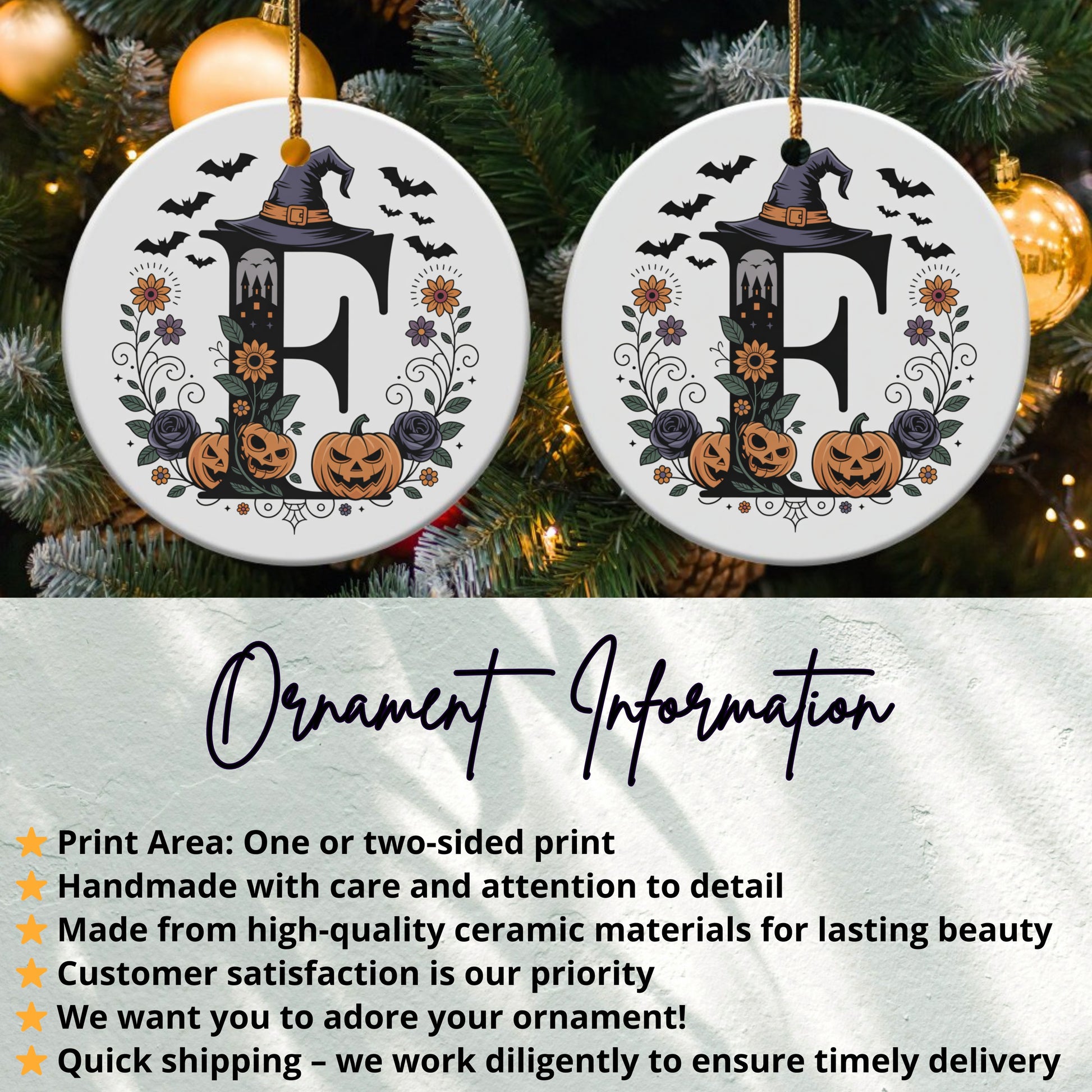 Personalized Halloween Initial Ornament product