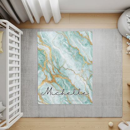 Elegant Marble Design Custom Name Blanket Beautiful Gift - Walk Greener