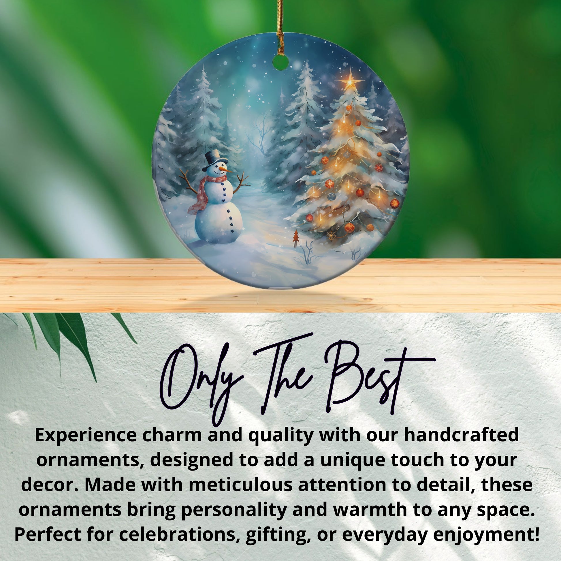 Snowman and Christmas Tree Round Ornament product type