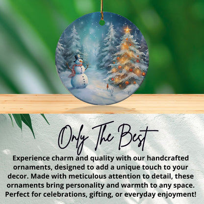 Snowman and Christmas Tree Round Ornament product type