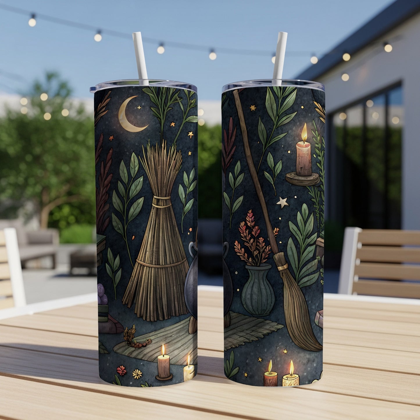 Mystical Candle and Moon Garden Design Tumbler