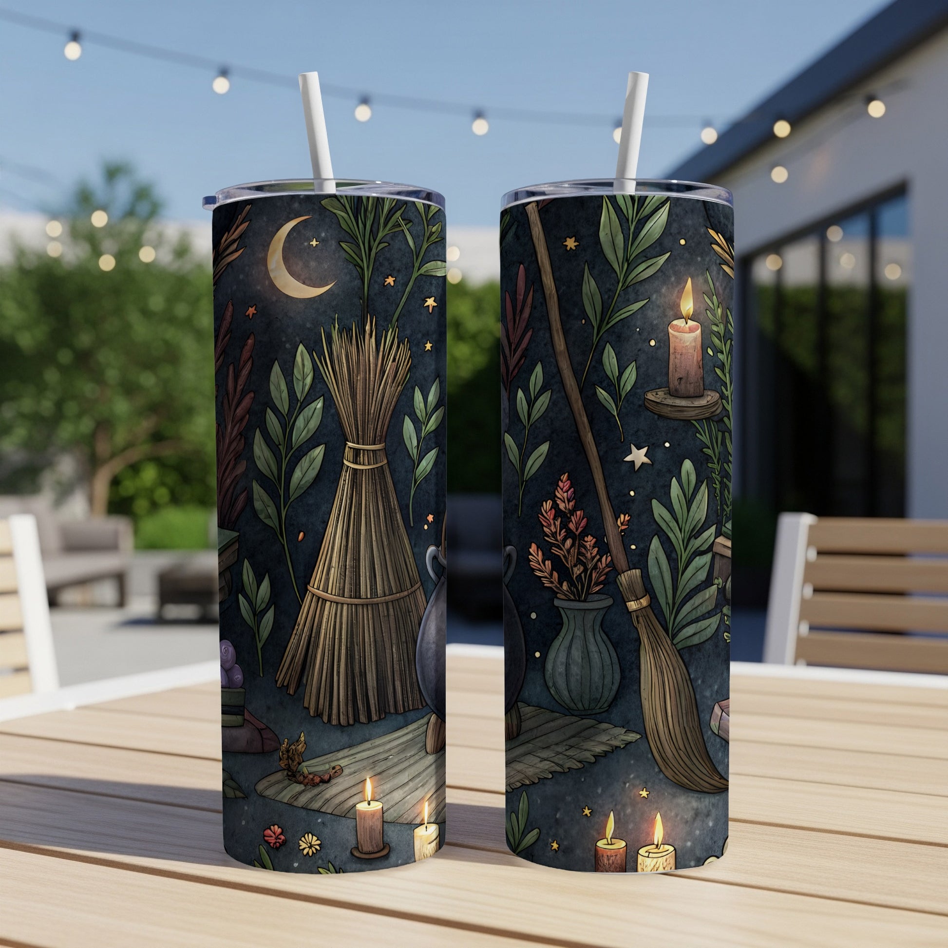 Mystical Candle and Moon Garden Design Tumbler
