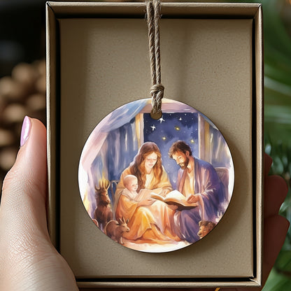 Hand Painted Nativity Scene Christmas Ornament product
