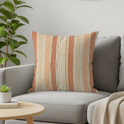 Stylish Orange and Beige Striped Decorative Pillow