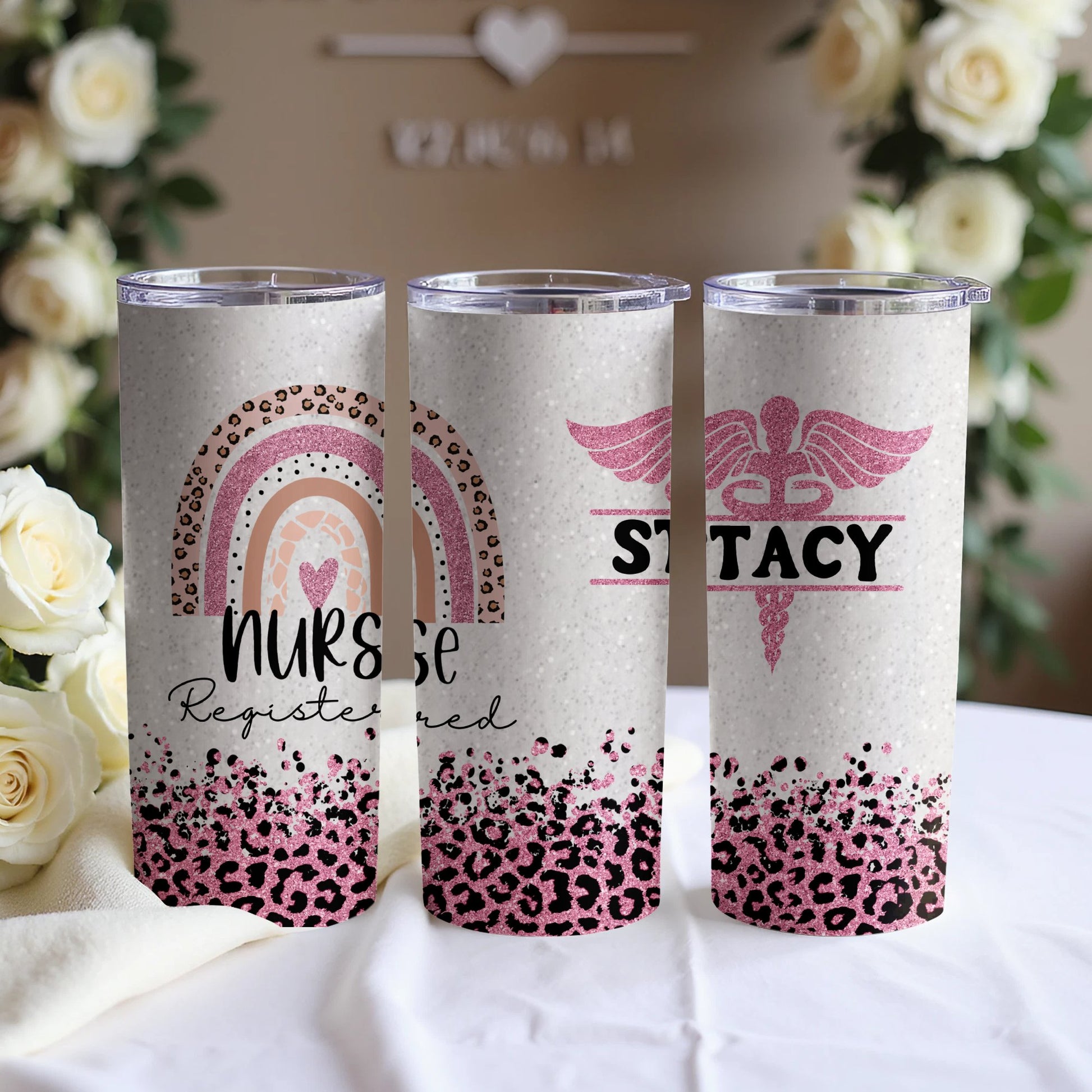 Custom Name Registered Nurse 20oz Skinny Design Tumblers - Walk Greener