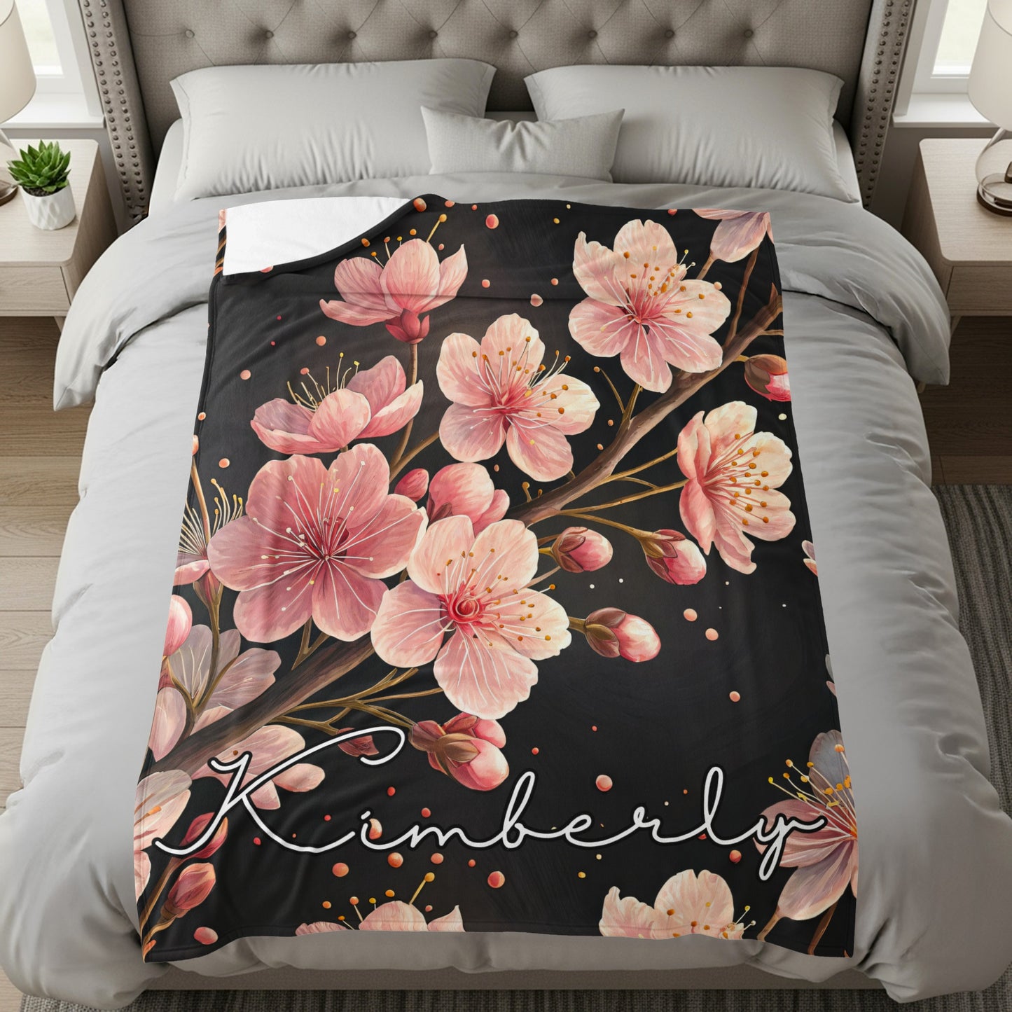Sakura Custom Name Blanket Gift for All Special Days - Walk Greener