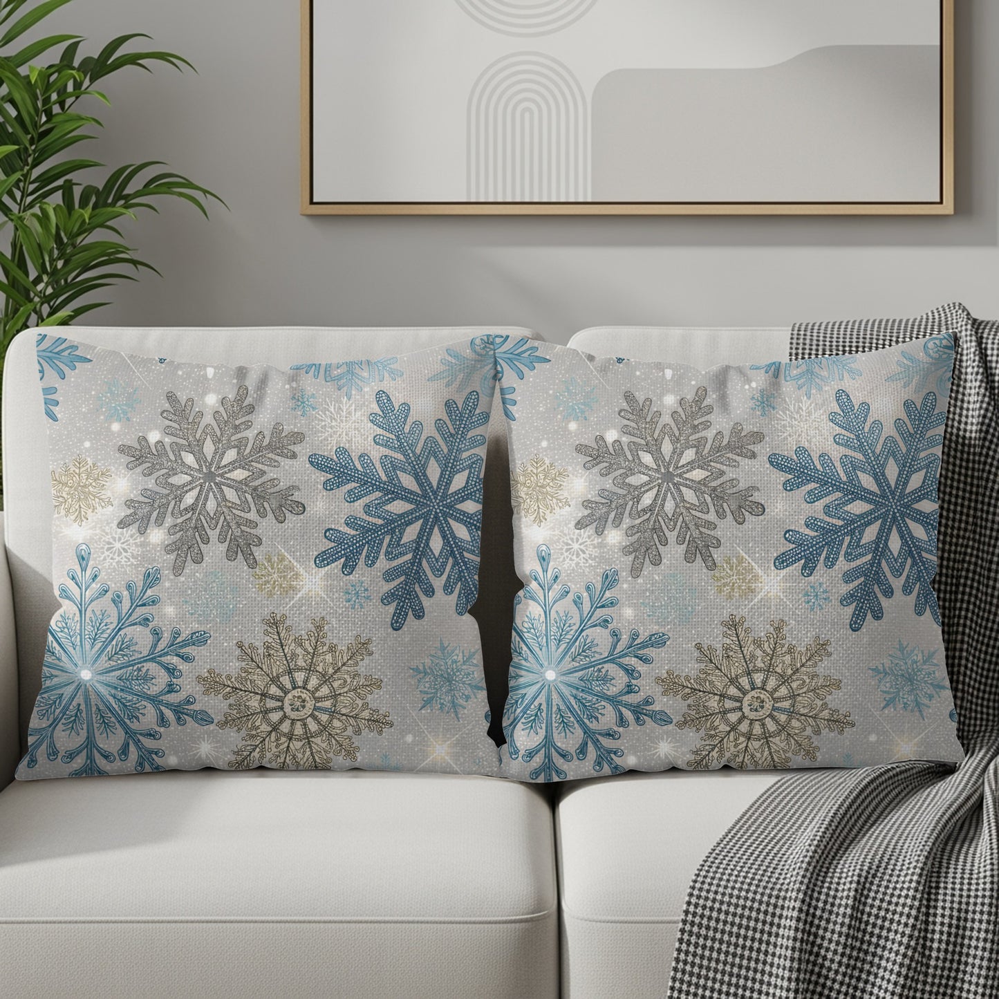 Festive Snowflake Design Cushion Covers for Home Decor