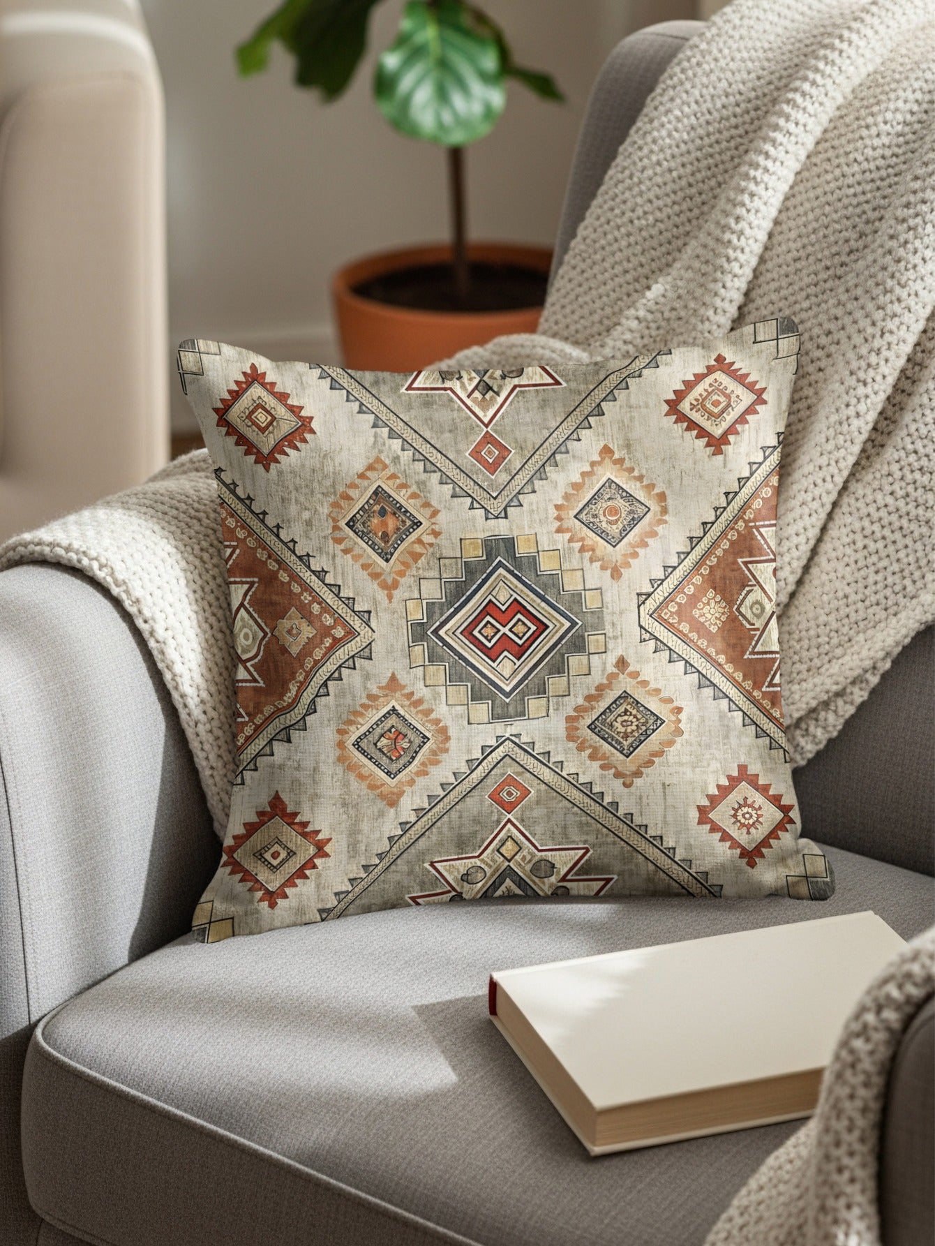 Geometric Symmetry Tribal Inspired Design Pillows & Pillow Cases - Walk Greener