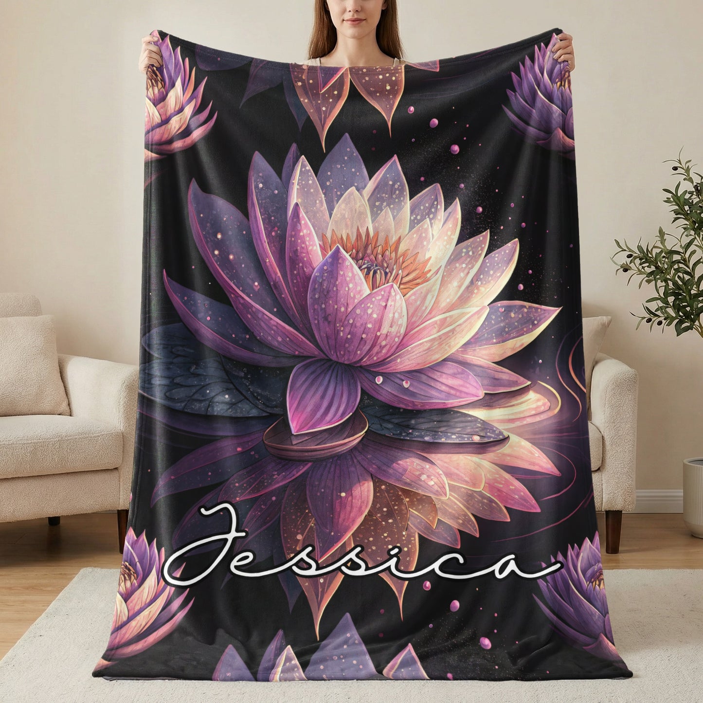Personalized Lotus Flower Graphic Custom Name Creation - Walk Greener