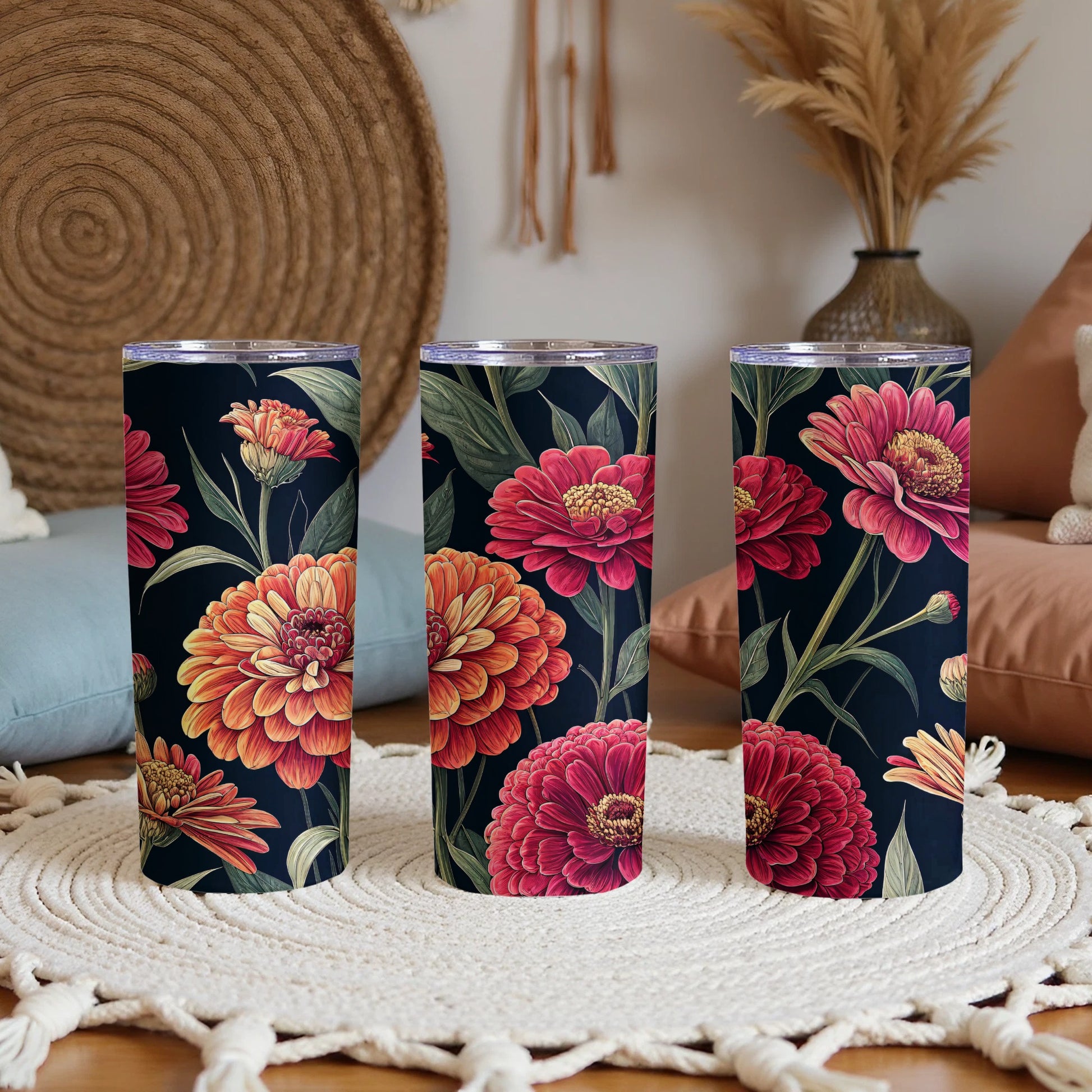 Elegant Floral Print Insulated Tumbler Drinkware