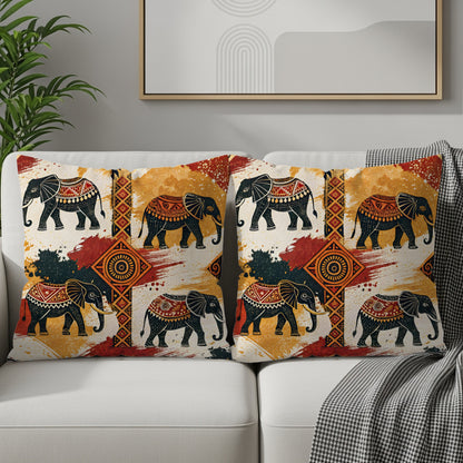 Colorful Elephant Pattern Decorative Throw Pillow Set