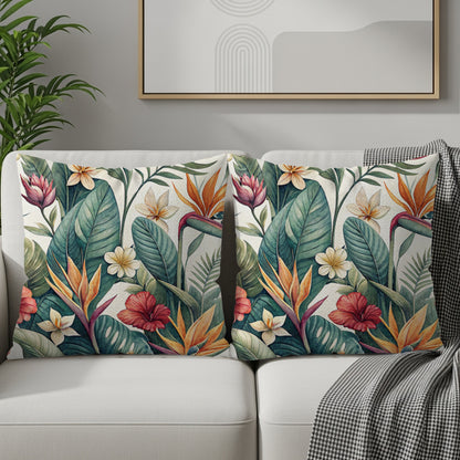 Tropical Floral Pattern Decorative Pillow Cover