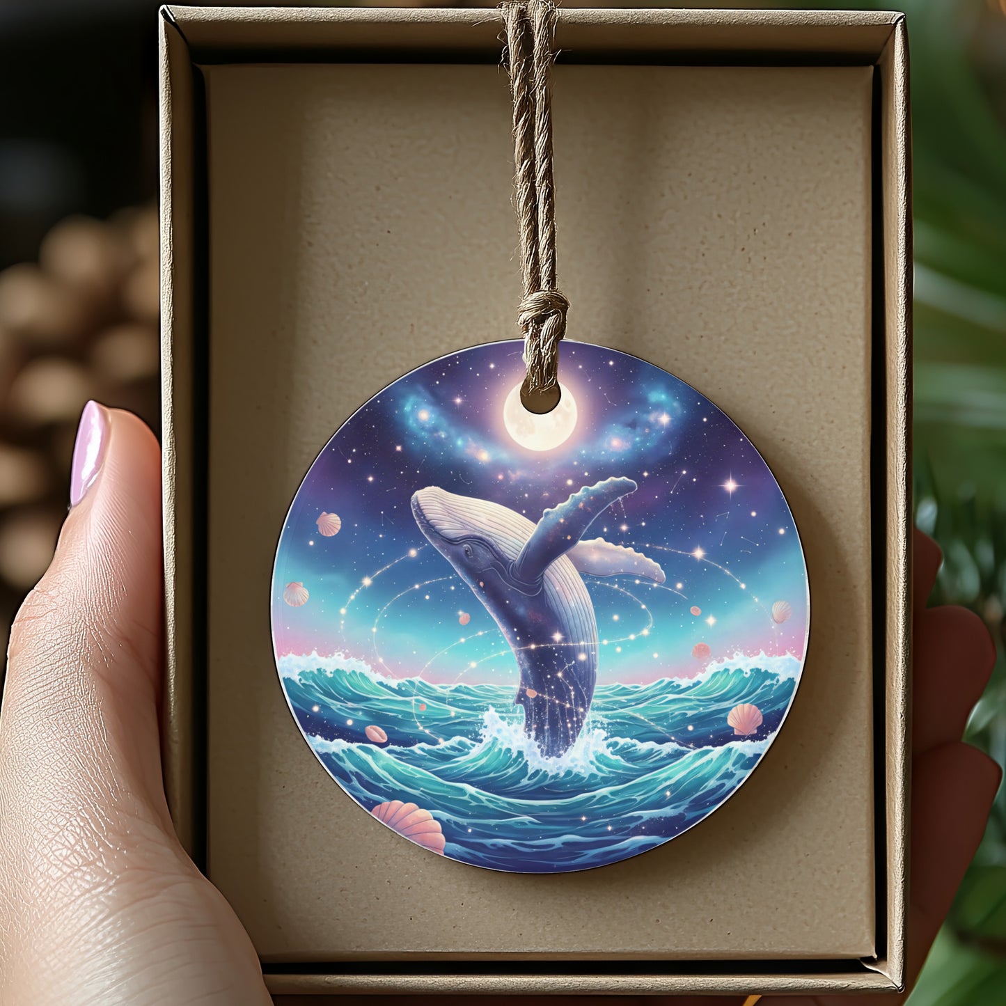 Majestic Whale in Celestial Night Ornament product