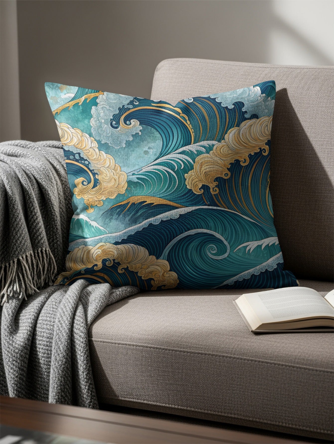 Ocean Waves Decorative Throw Pillow for Home Decor