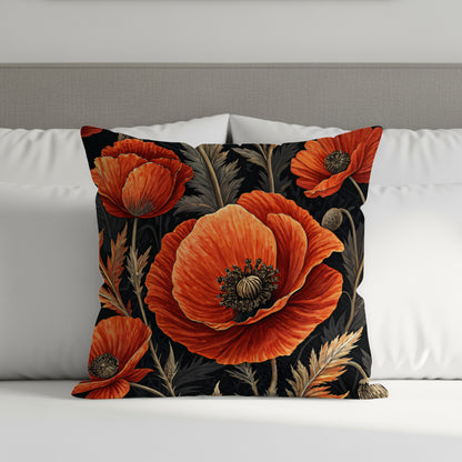 Vibrant Red Flower Pattern Decorative Cushion Cover