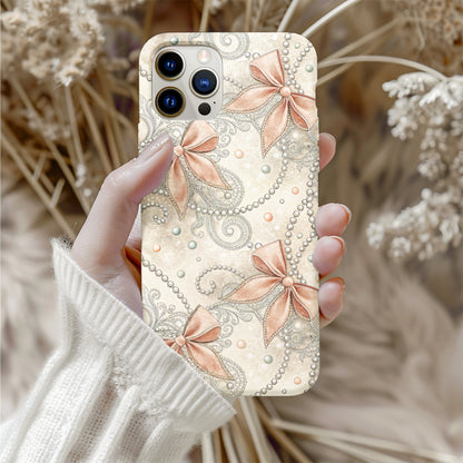 Elegant Floral Bows and Pearls Design Phone Case