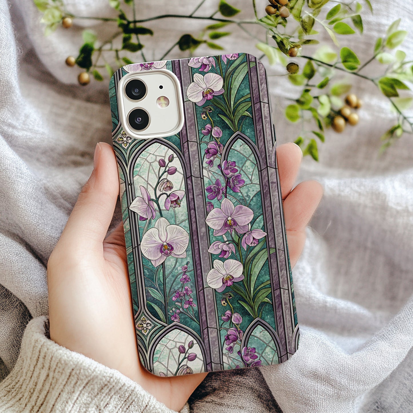 Elegant Floral Art Phone Accessory with Gothic Design