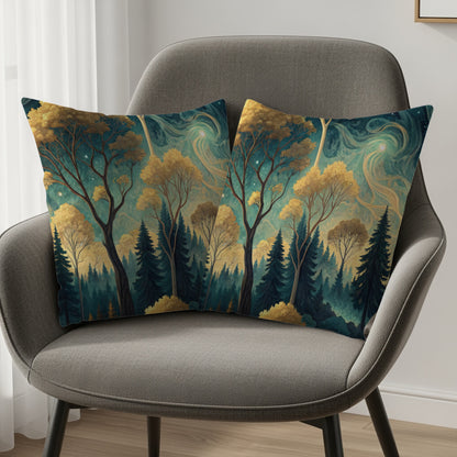 Forest Trees Design Decorative Throw Pillow Set