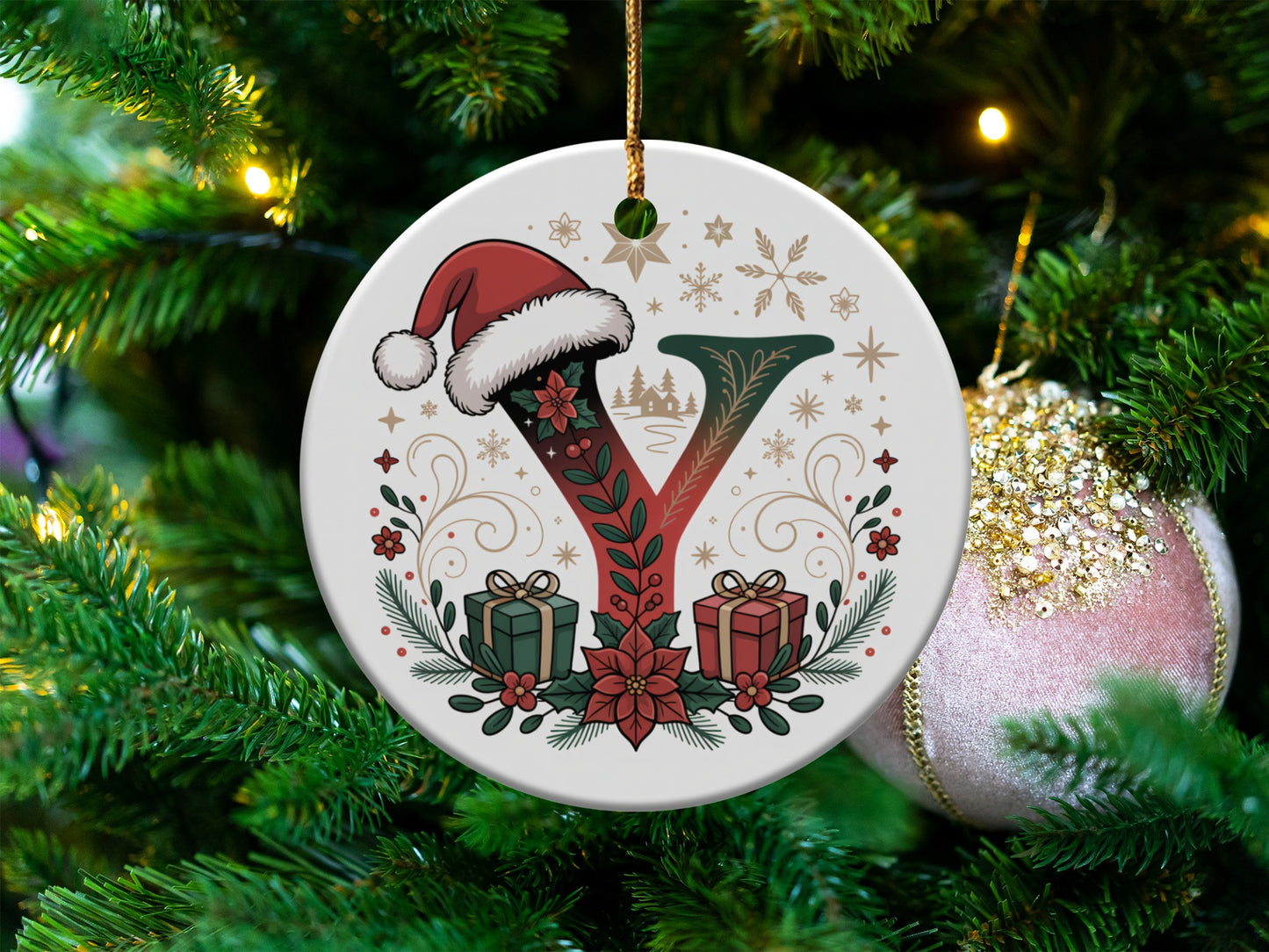 Festive Christmas Ornament with Stylish Y Design product type
