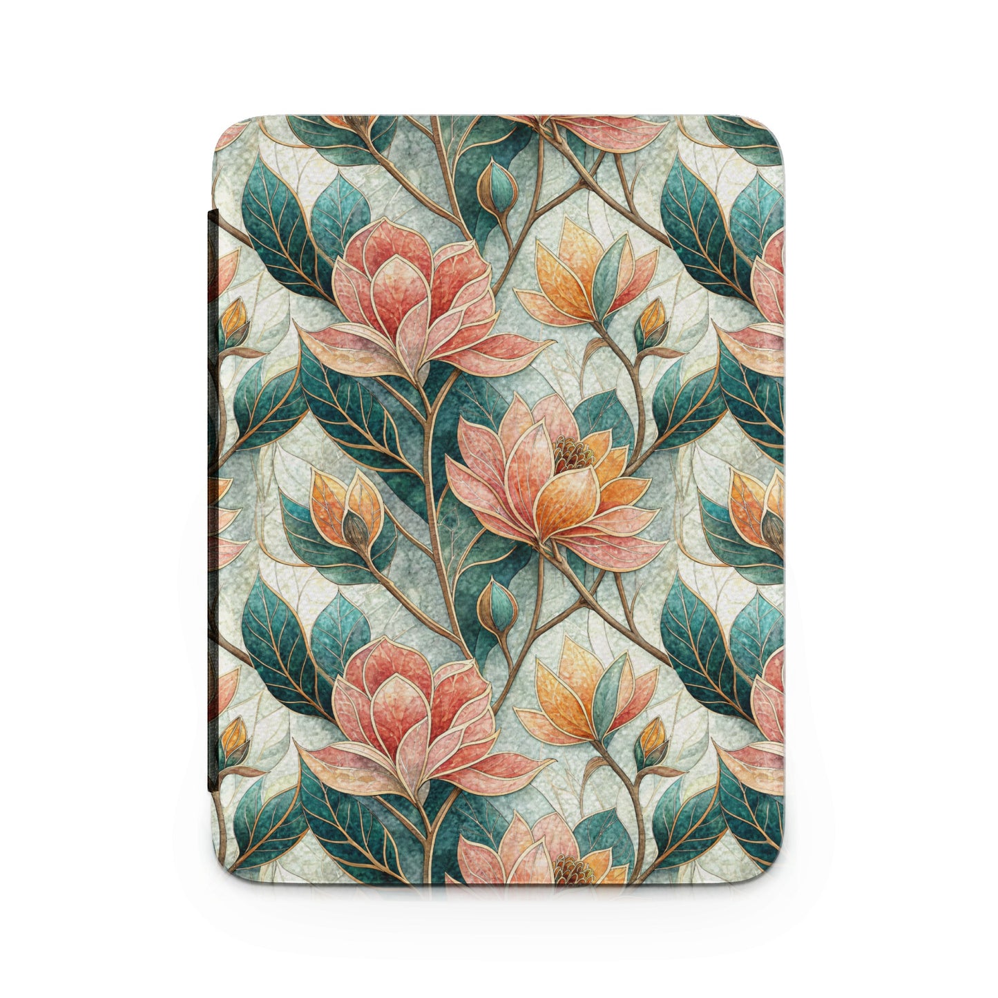 Floral and Leaf Pattern Print Tablet Cover