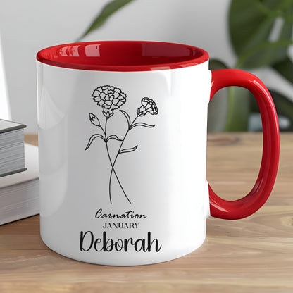 Carnation January Deborah Design Ceramic Mug
