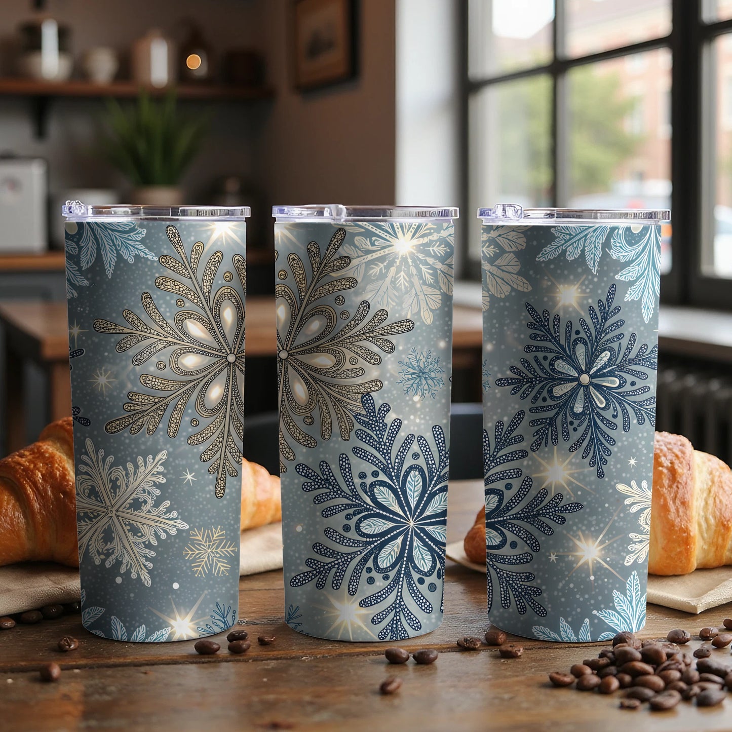 Snowflake Pattern Tumblers with Stylish Design Tumblers