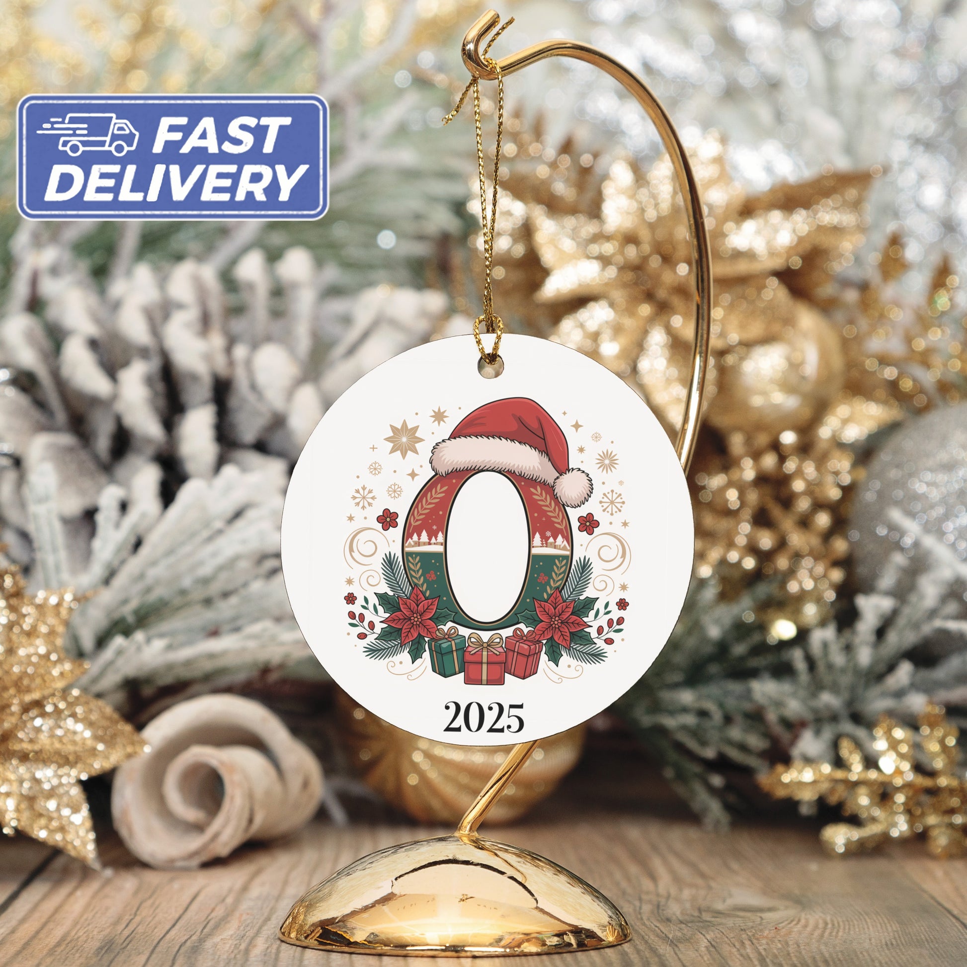 Festive Holiday Ornament with Santa Hat 2025 product type