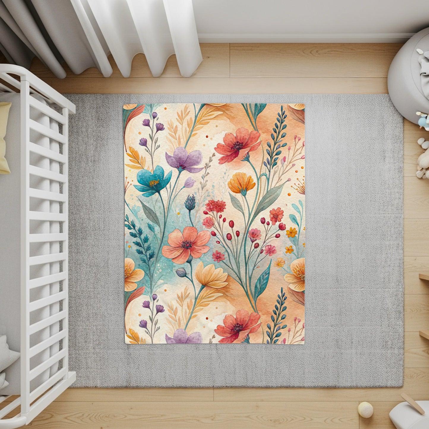 Watercolor Flower Garden Floral Art Velveteen Plush Blankets - Walk Greener