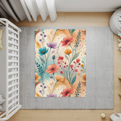 Watercolor Flower Garden Floral Art Velveteen Plush Blankets - Walk Greener
