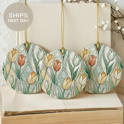 Colorful Tulip Garden Design Round Hangable Decor