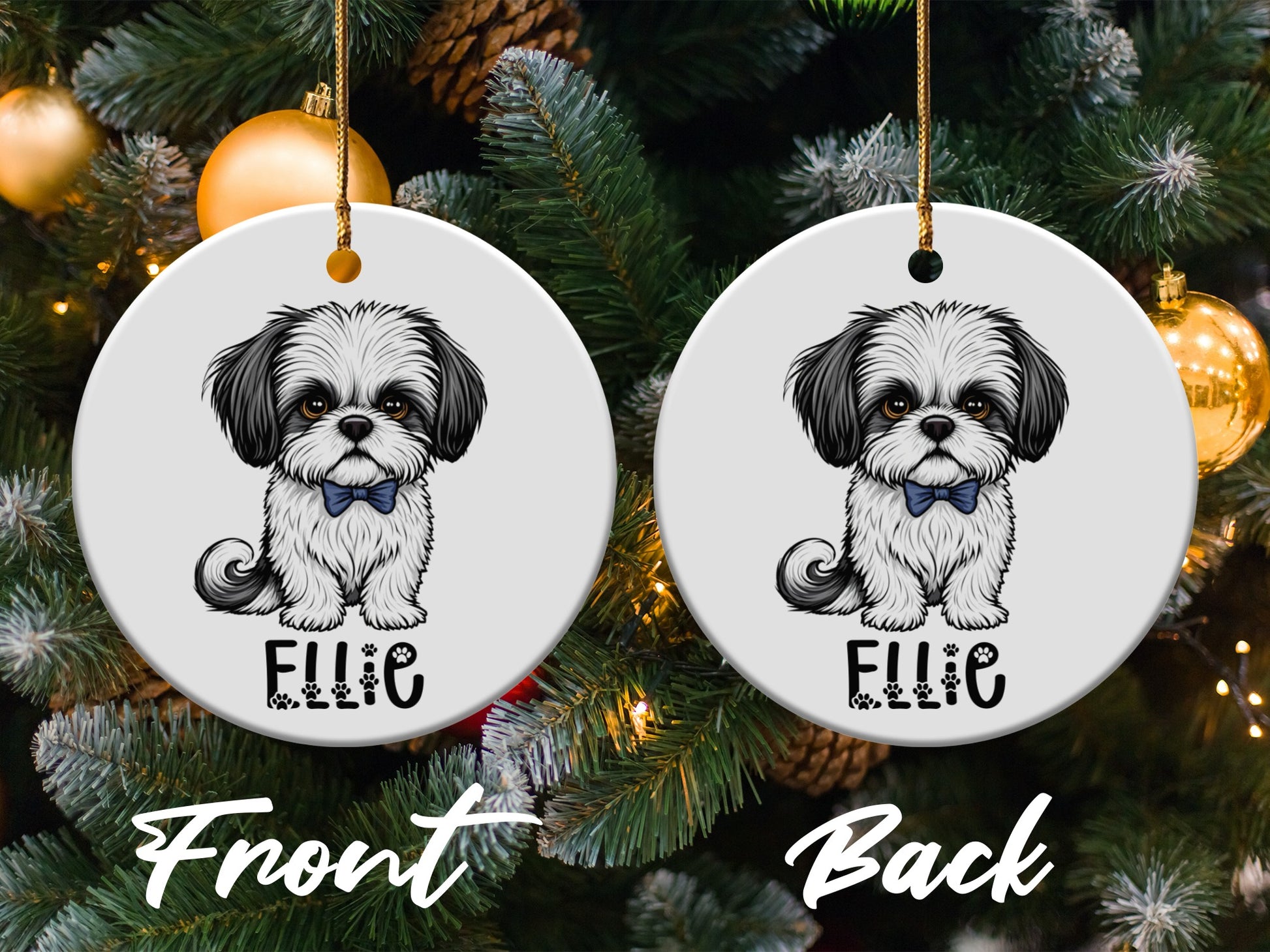 Personalized Dog Illustration Christmas Ornament product