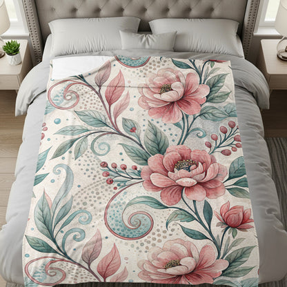 Floral Watercolor Painting Pink Blooms Artistic Design - Walk Greener