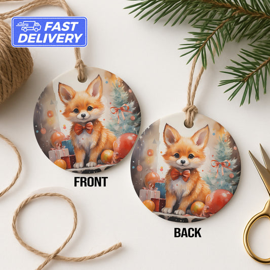 Cute Fox with Bow Tie Christmas Ornament product
