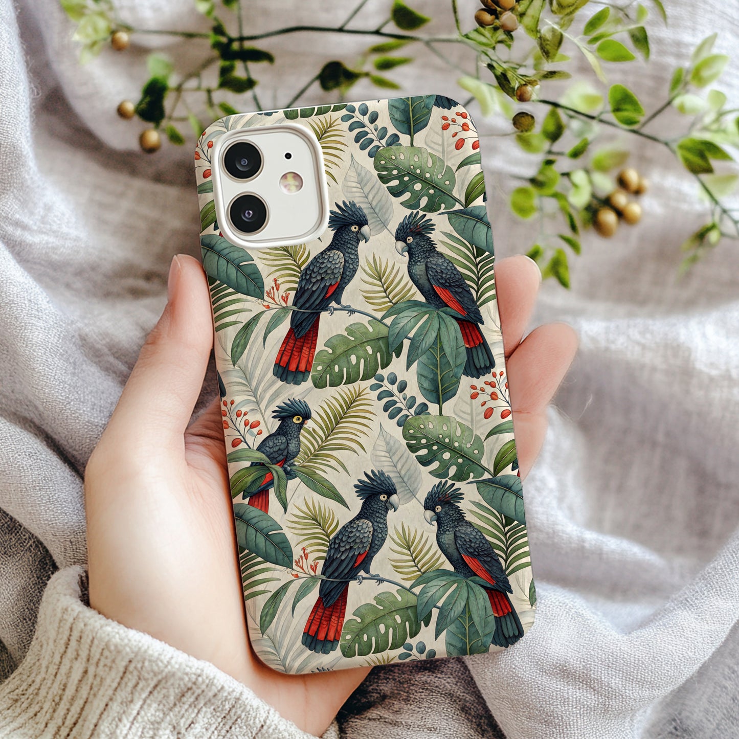 Tropical Cockatoo Birds Among Green Leaves With Custom Name - Walk Greener