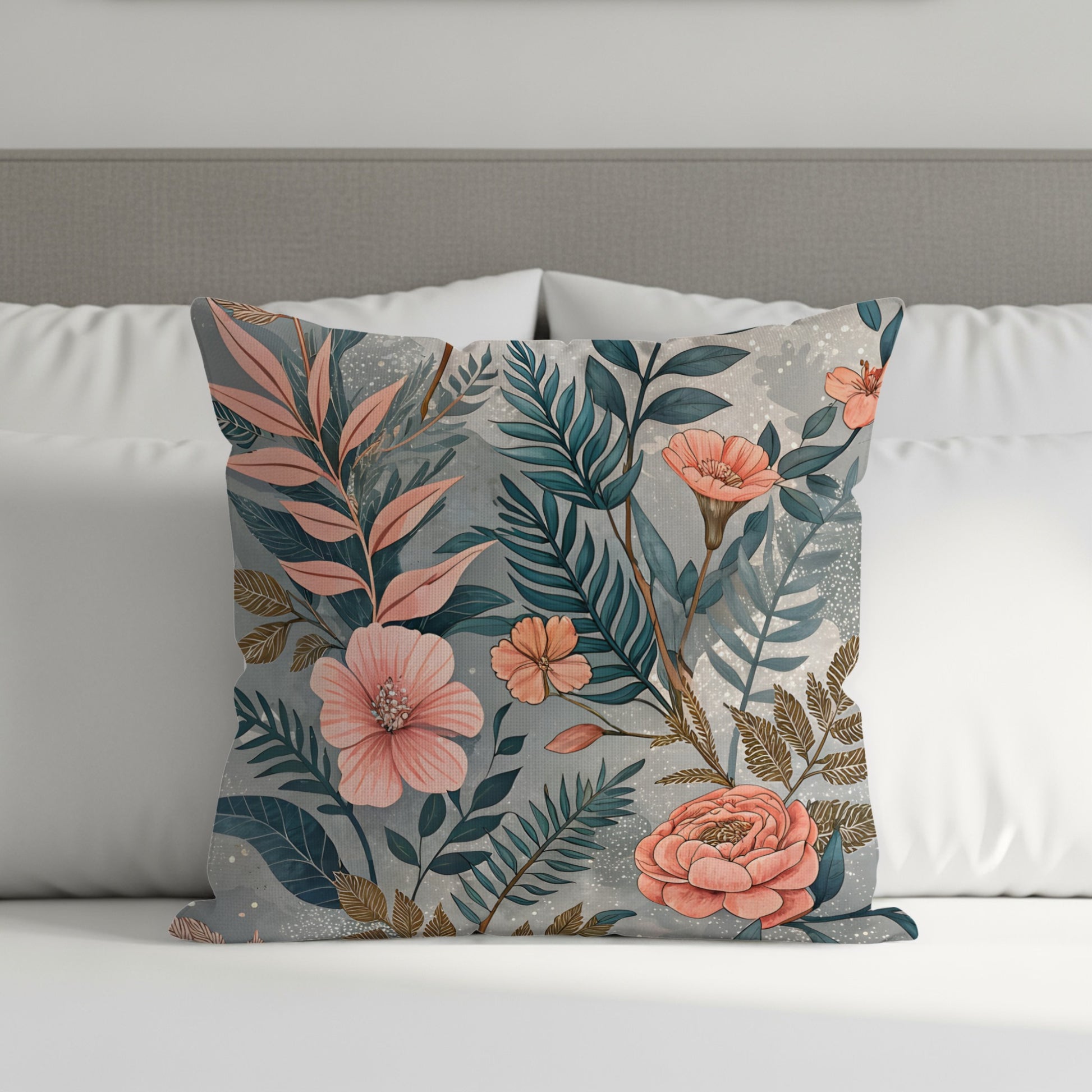 Elegant Floral Design Decorative Throw Pillow
