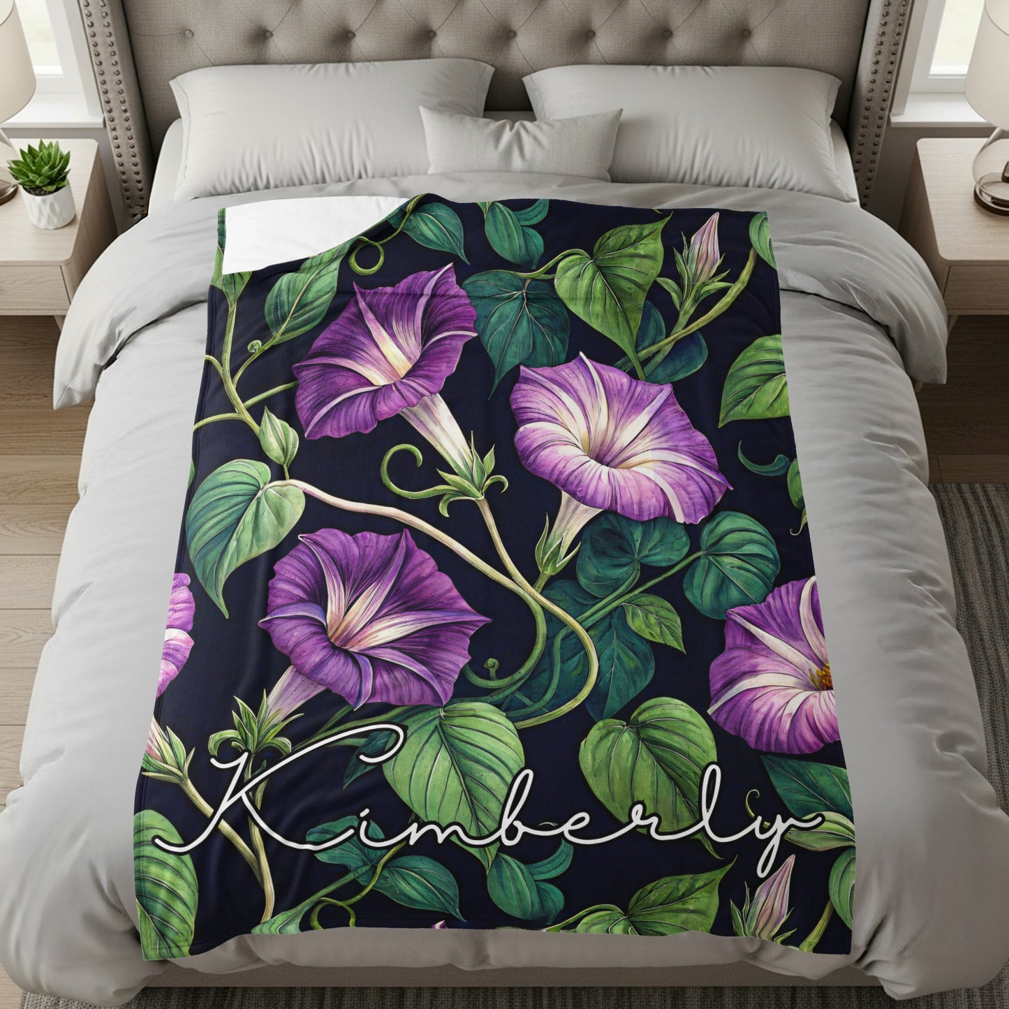 Floral and Leaf Design Personalized Bedding Blanket