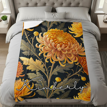 Custom Name with Floral Print Personalized Blanket - Walk Greener