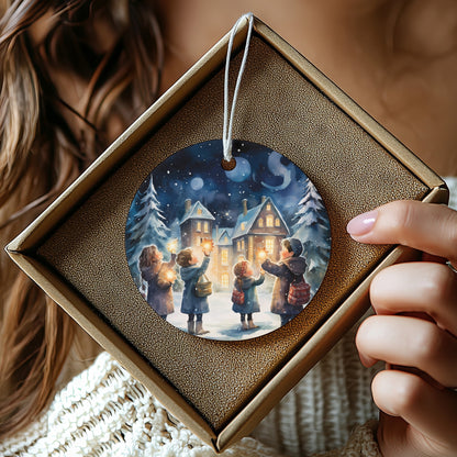 Charming Snowy Night Scene Hanging Ornament product