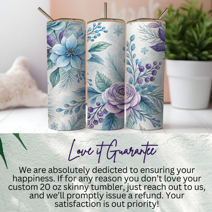 Custom 20 oz Skinny Tumbler with Botanical Designs