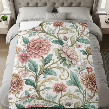 Floral Vintage Pattern with Swirls and Dalias Design - Walk Greener
